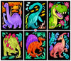 Dinosaurs - 6 Pack of Fuzzy Velvet Coloring Posters for Kids, Toddlers, Girls, and Boys (All Ages Arts and Crafts Activity) - Includes T-Rex
