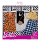 Barbie Clothes - 2 Outfits Doll Include a Dress, Top and Pants with Checked Prints, Gift for 3 to 8 Year Olds