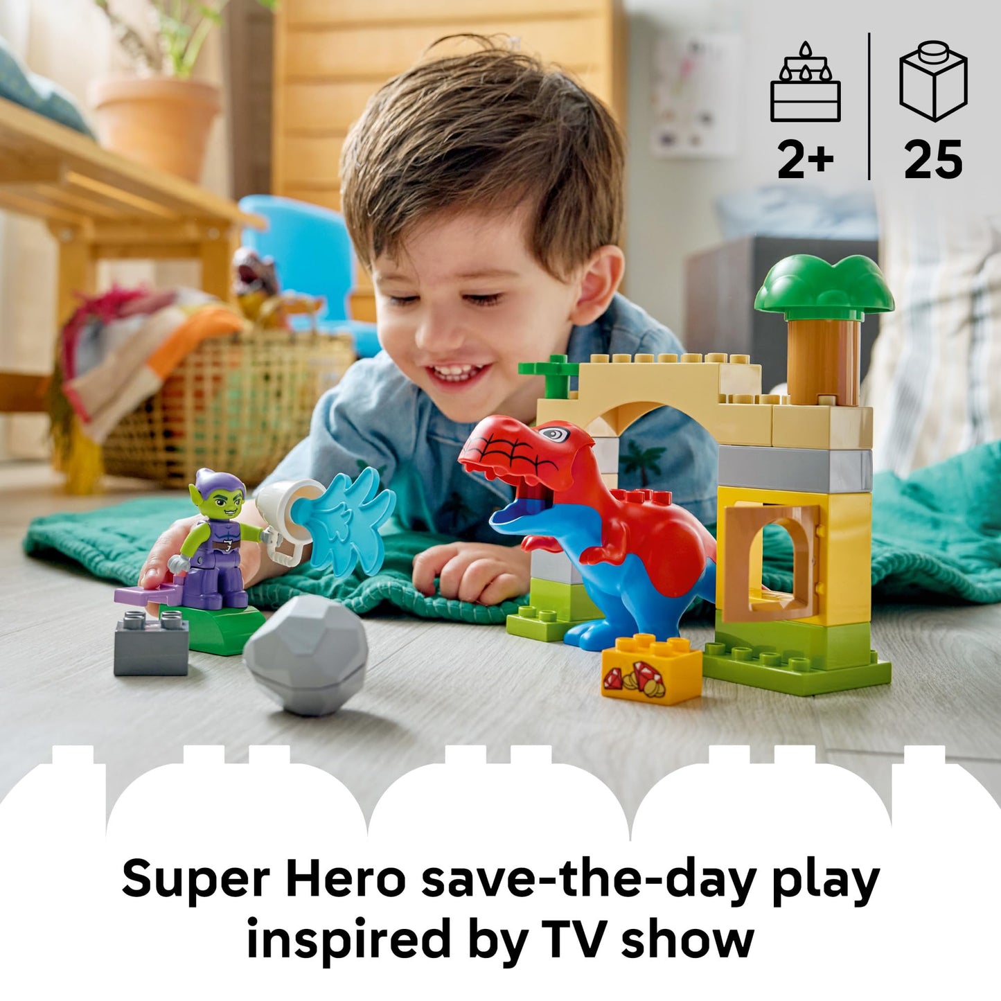 LEGO DUPLO Marvel Dinosaur Spidey-Rex vs. Green Goblin Building Toy for Toddlers - Spidey and His Amazing Friends Toys for Boys & Girls, Ages 2+