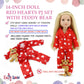 Emily Rose 14 Inch Doll Silky Red & White Heart Set Gift Boxed | USA Brand 3-Piece Sleeping Outfit with Teddy Bear Companion | Encourages Creative