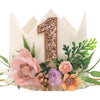 MADENG Floral Greens 1st Birthday Outfit - Bohemian Woodland Camping Party Decorations, Girl's Froal One Birthday Hat and Leaf Crown