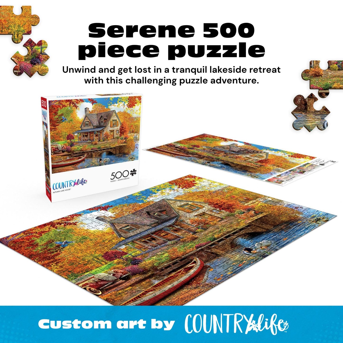 Buffalo Games - Autumn Lake House - 500 Piece Jigsaw Puzzle for Adults