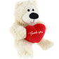 Plushland Sophie Bear 12 Inches with Custom Heart, Cream Teddy Bear Stuffed Animal - Holidays Personalized Gift for Kids, Girls, Boys and Your Loved