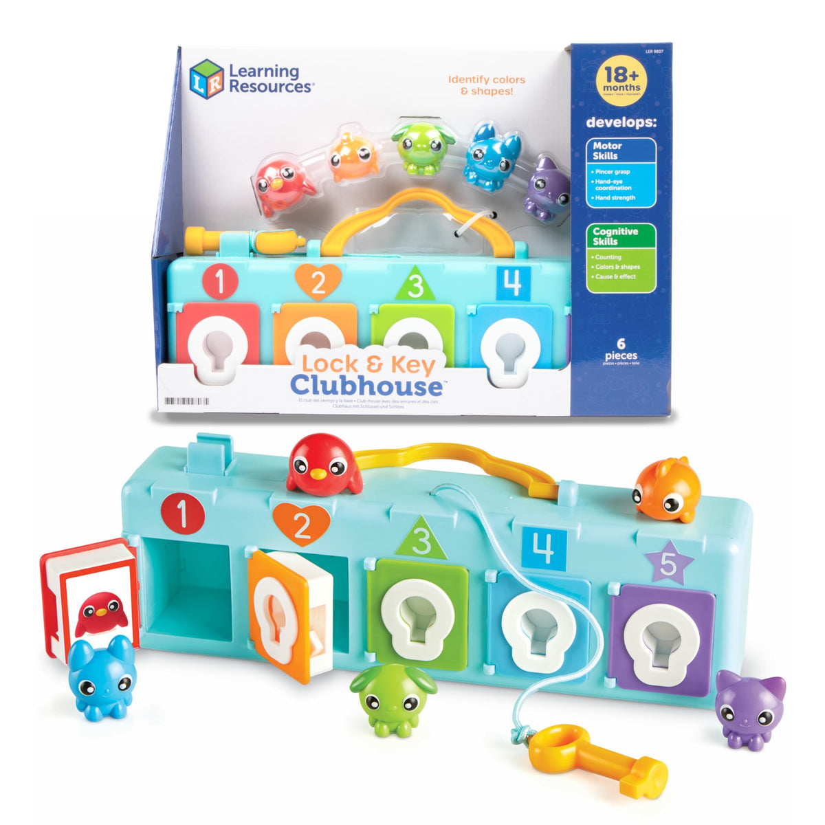 Learning Resources Lock & Key Clubhouse, Counting and Fine Motor Games, Combination Lock Toy , Montessori Activity Center For Kids, Preschool Learning