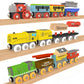 Wooden Train Set 12 PCS Magnetic Toy Train Cars with Storage Box Cover Tunnel Compatible with Thomas Brio Melissa and Doug Wooden Railway Toys