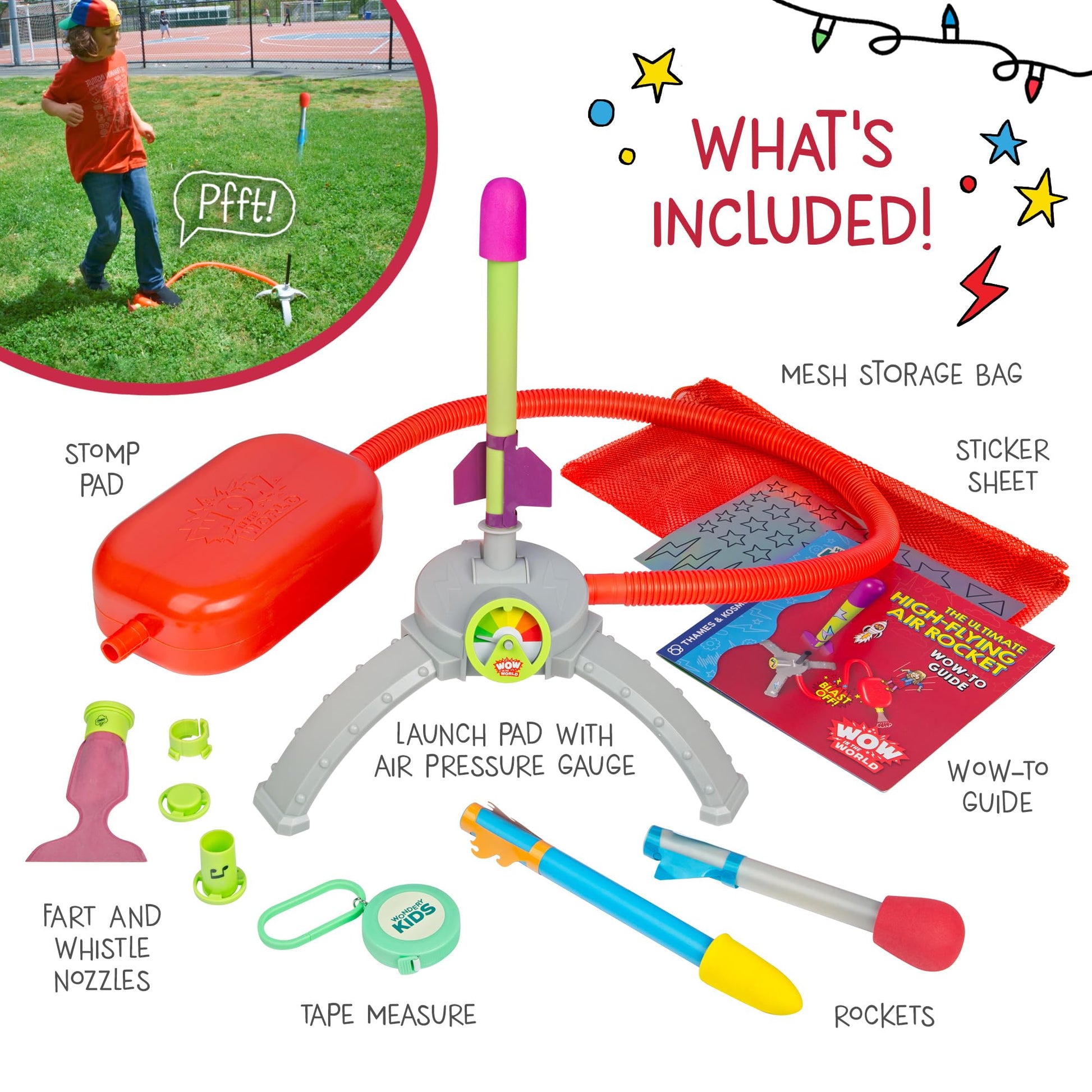 Wow in The World Ultimate HIGH-Flying AIR Rocket Launch Up to 100ft, Fun Sound Effects, Kids Outdoor Toy, Companion Audio Content, Bonus Reusable