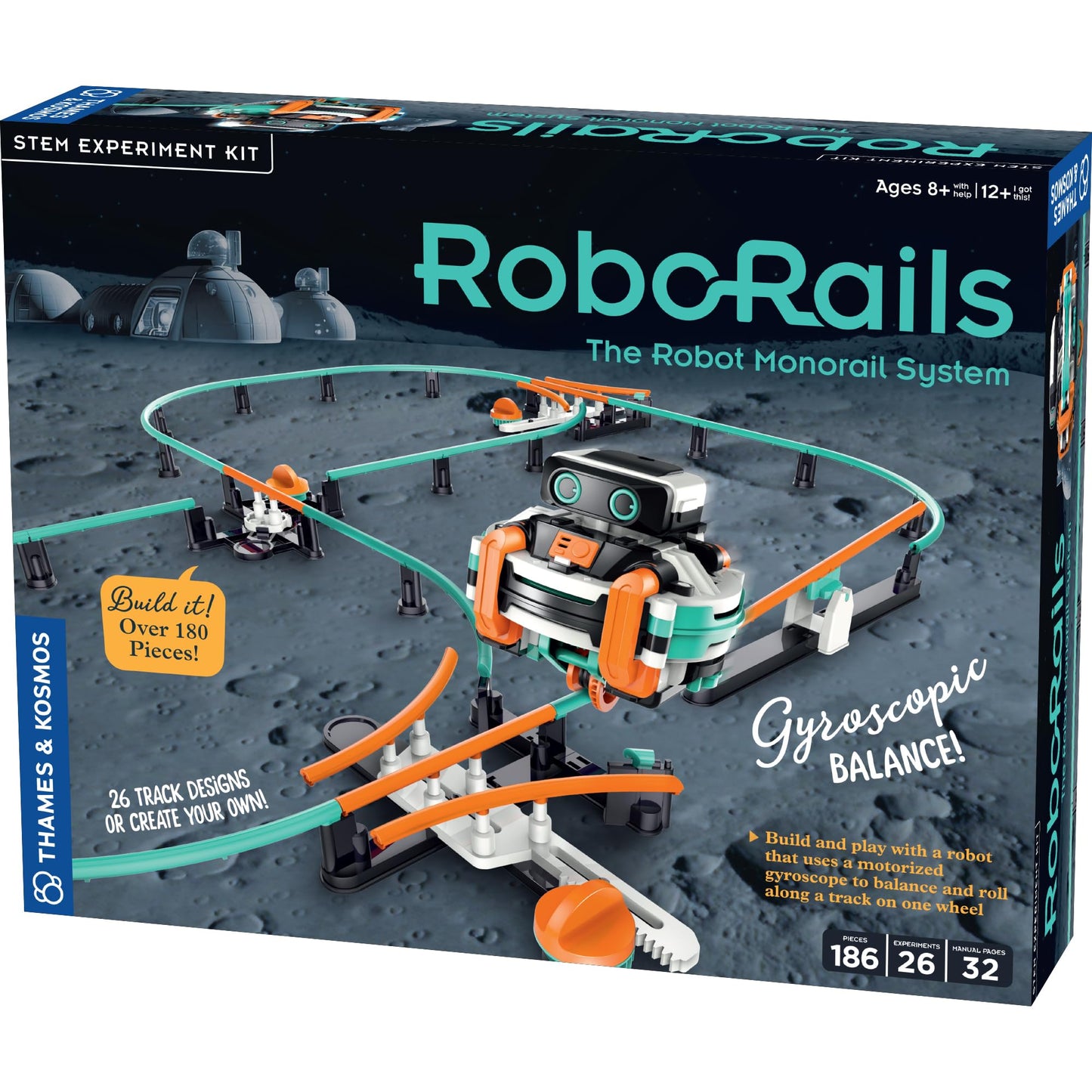 Thames & Kosmos RoboRails STEM Kit, Toy of The Year Winner, Build a Robot Monorail System w/Splitters, Cross Switch, Seesaw Mechanism, Modern-Day