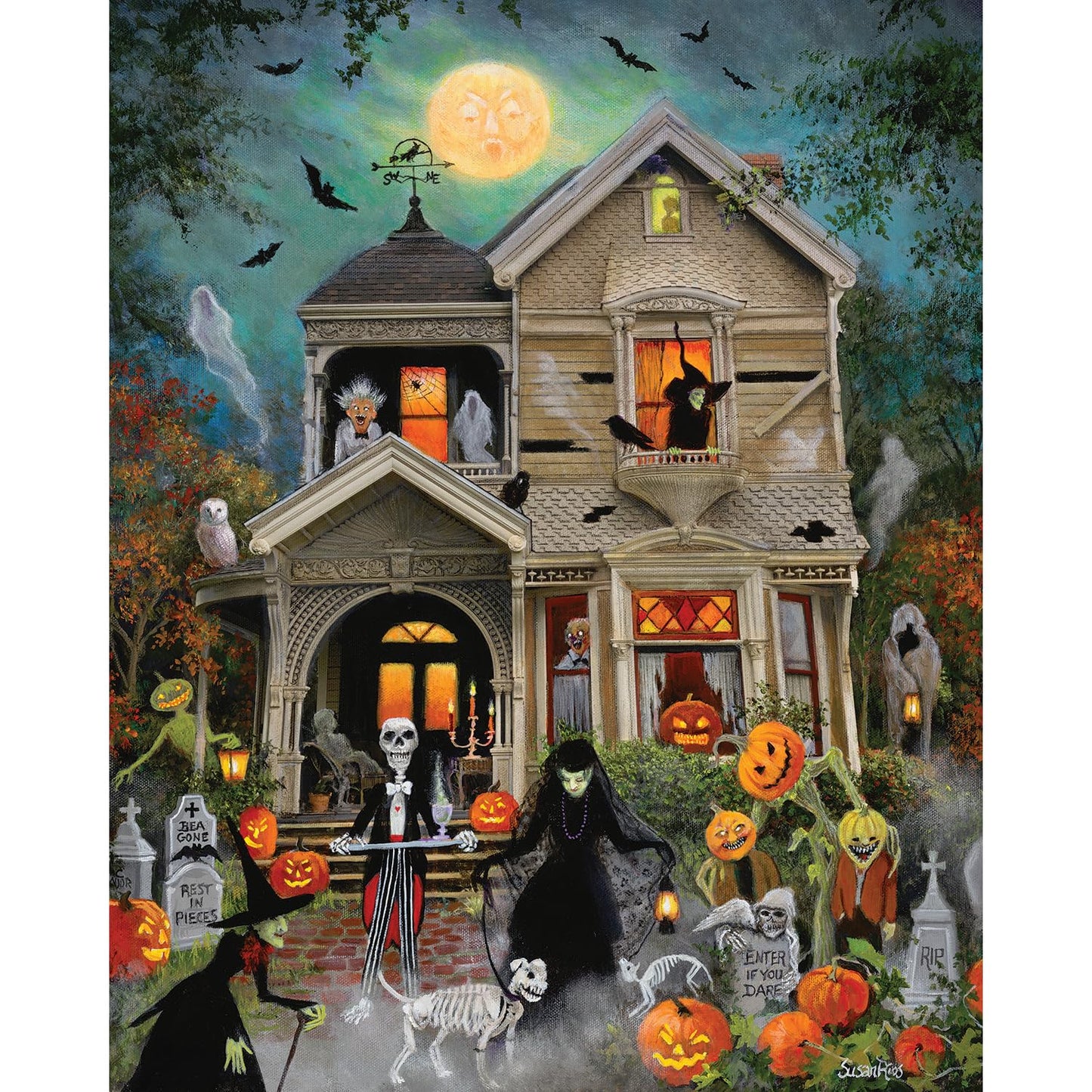 Bits and Pieces 4 Jigsaw Puzzle Set 500 Piece Puzzles for Adults, 4-in-1 Halloween Puzzles Set - Large 16" x 20" Jigsaw Puzzles 500 Pieces - Haunted