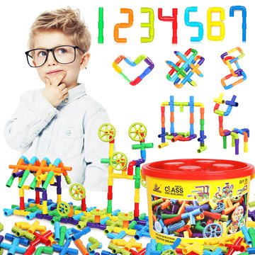 250PCS Pipe Tube Learning Toy for Toddlers, Educational STEM Bins for Classroom Preschool Building Toys, Montessori Interactive Autistic Sensory Toy