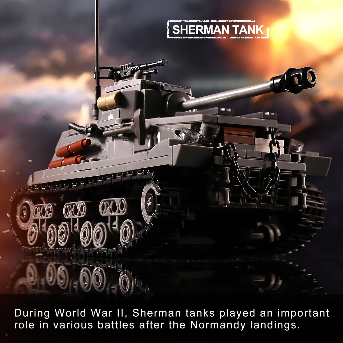 WW2 Army Tank Toys Building Kit Compatible with Lego, Create a German Tiger & an American M4 Sherman Models with 1184 Blocks, Great Military Toy Gifts