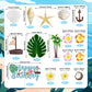 22PCS Hawaiian Cake Decorations Set with Sea Shell Including Coconut Tree Cake Decorations Boat Flowers Starfish Conch Leaves for Summer Party