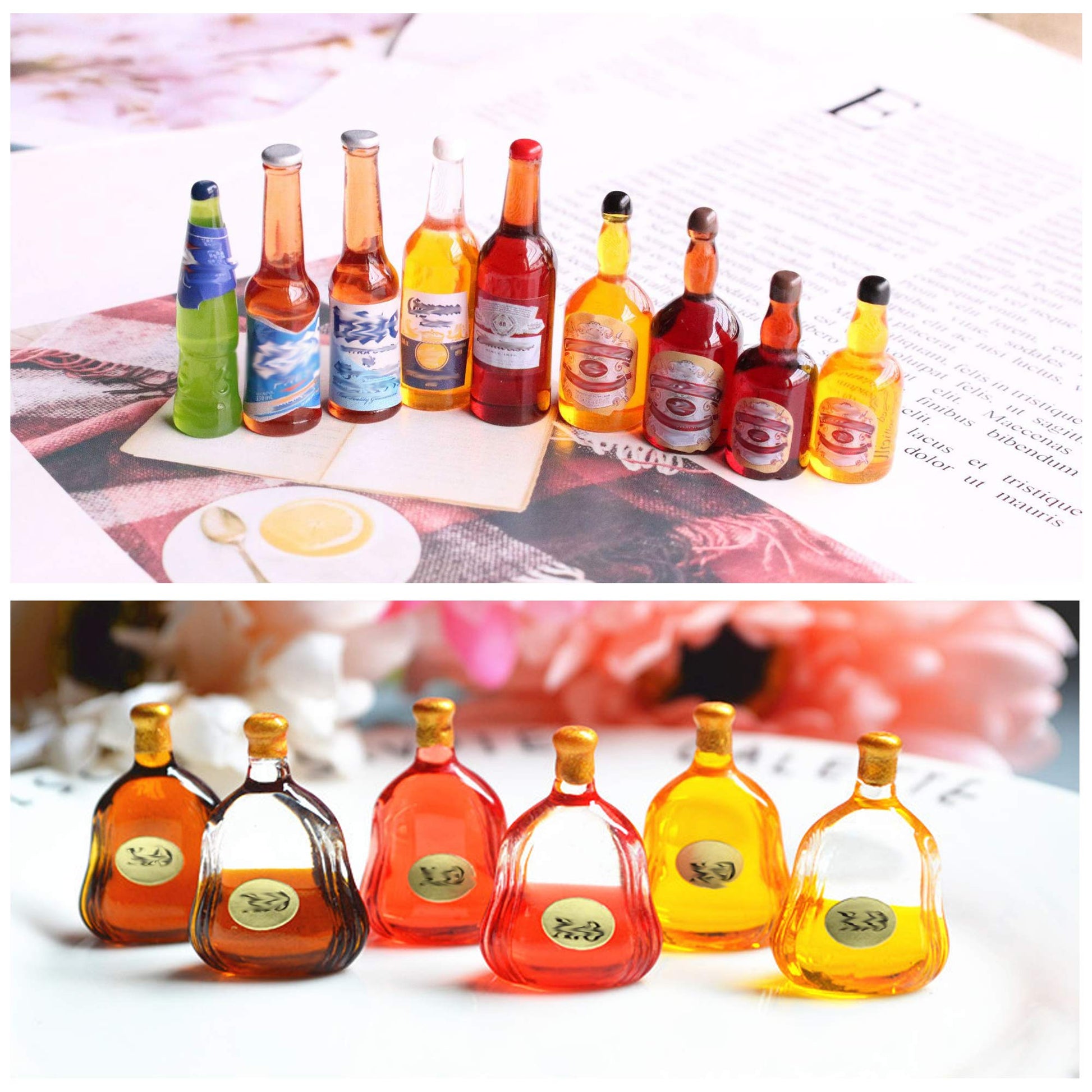 30 PCS 29 Styles Mini Wine Bottles Cake Toppers with 1 Plastic Miniature Toilet Toy Funny Dollhouse Cupcake Cake Topper Gift Set for Birthday Party