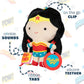Kids Preferred DC Comics Wonder Woman Multi Sensory Activity Toy with Teethers, Crinkle Textures, and Clip for On The Go Fun for Infant and Baby Boys