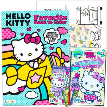 SANRIO Hello Kitty Coloring Book Set - Bundle with Activity Book and Play Pack Featuring Hello Kitty Plus Stickers, Crayons, More Coloring Set