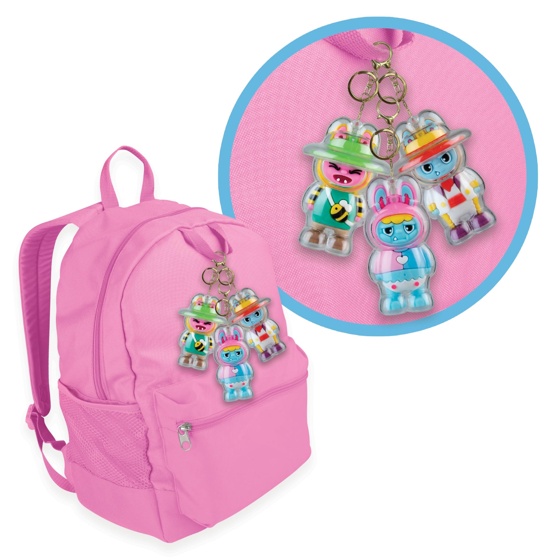 ORB Cuties Keychain Charms Assorted Blind Box Series 2-1 Individual Bubble Keychain Toy - Collectible Themed Animal Figure Charms for Backpacks, Keys