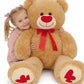 MaoGoLan Giant Teddy Bear 36" Stuffed Animal - Red Heart Footprints Big Teddy Bear Plush for Valentines Gift,Anniversary,Long Distance