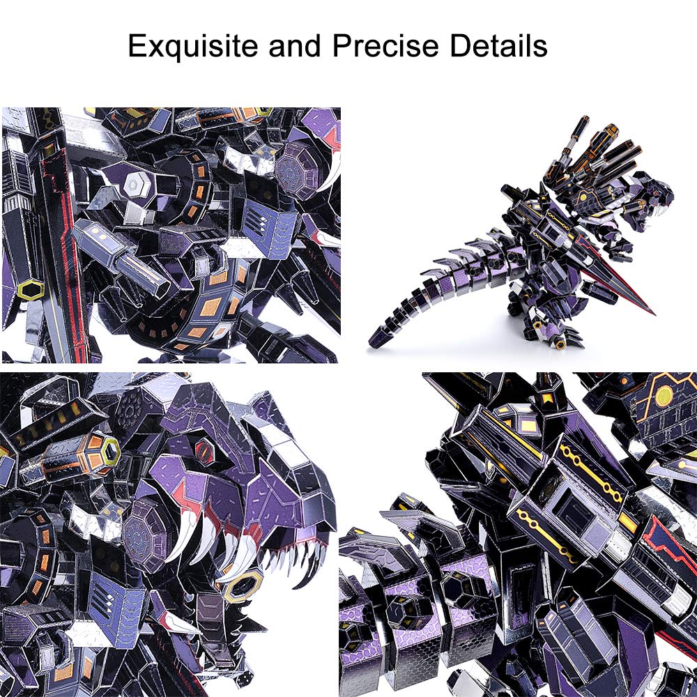 Microworld 3D Metal Model Kits Puzzle, Mechanical Tyrannosaurus Rex Challenge Model Building Kits, Jigsaw Laser Cut Brain Teaser DIY Puzzles
