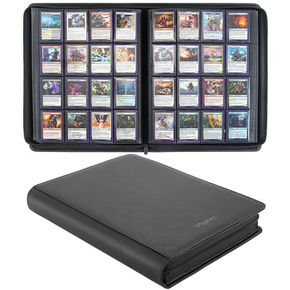 Migitec 16-Pocket Binder for 1280 Trading Cards, Ringless Album with 40 Double Sided and Side-Loading Pages, Compatible with MTG, Sport Cards and