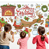 Christmas Coloring Tablecloth 31×72 Inch, Large Table Cover with Santa Claus, Reindeer, Paper Drawing Poster with Christmas Tree, Snowflakes and Gift