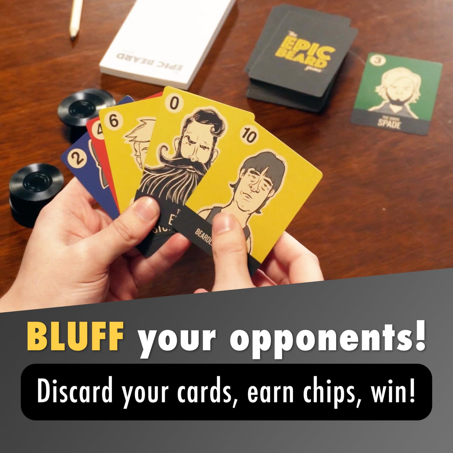 The Epic Beard Game, Hilarious Bluffing Card Game for Fun Party Game Nights, 3-8 Players Ages 8+