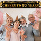 80th Birthday Decorations for Men & Women - 10ft "Cheers to 80 Years" Black & Gold 80th Birthday Banner - Large Elegant Backdrop for Indoor, Yard