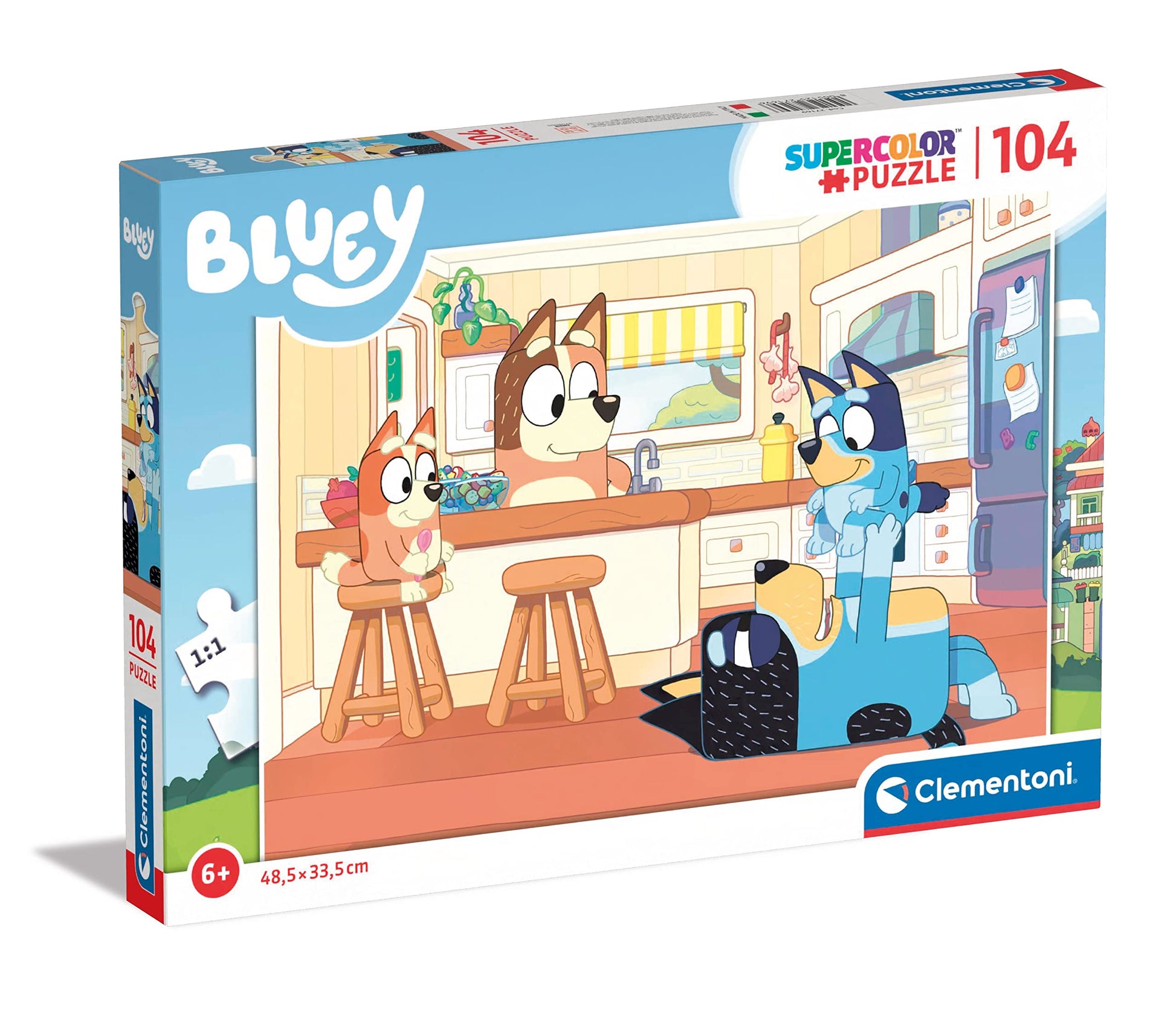 Clementoni - 27169 - Supercolor Puzzle Bluey - 104 Pieces - Jigsaw Puzzle for Kids Age 6 - Made in Italy