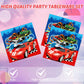 DURYGEN 40 Pieces Cars Birthday Party Decorations Hot Car Disposable Tableware Set Include Racing Car Plates Napkins Party Supplies Kit for Kids Boys
