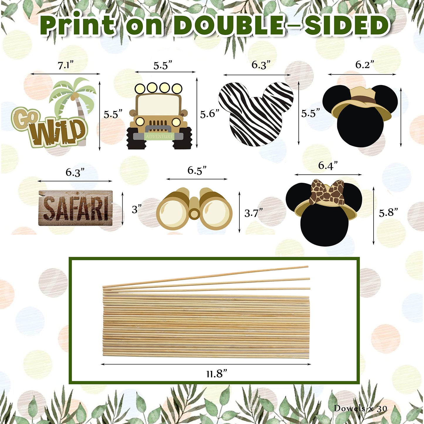 Mouse Safari Centerpiece Sticks- Let's Go Wild Jungle Animal Birthday Party Baby Shower Table Toppers for Kids?28PCS?