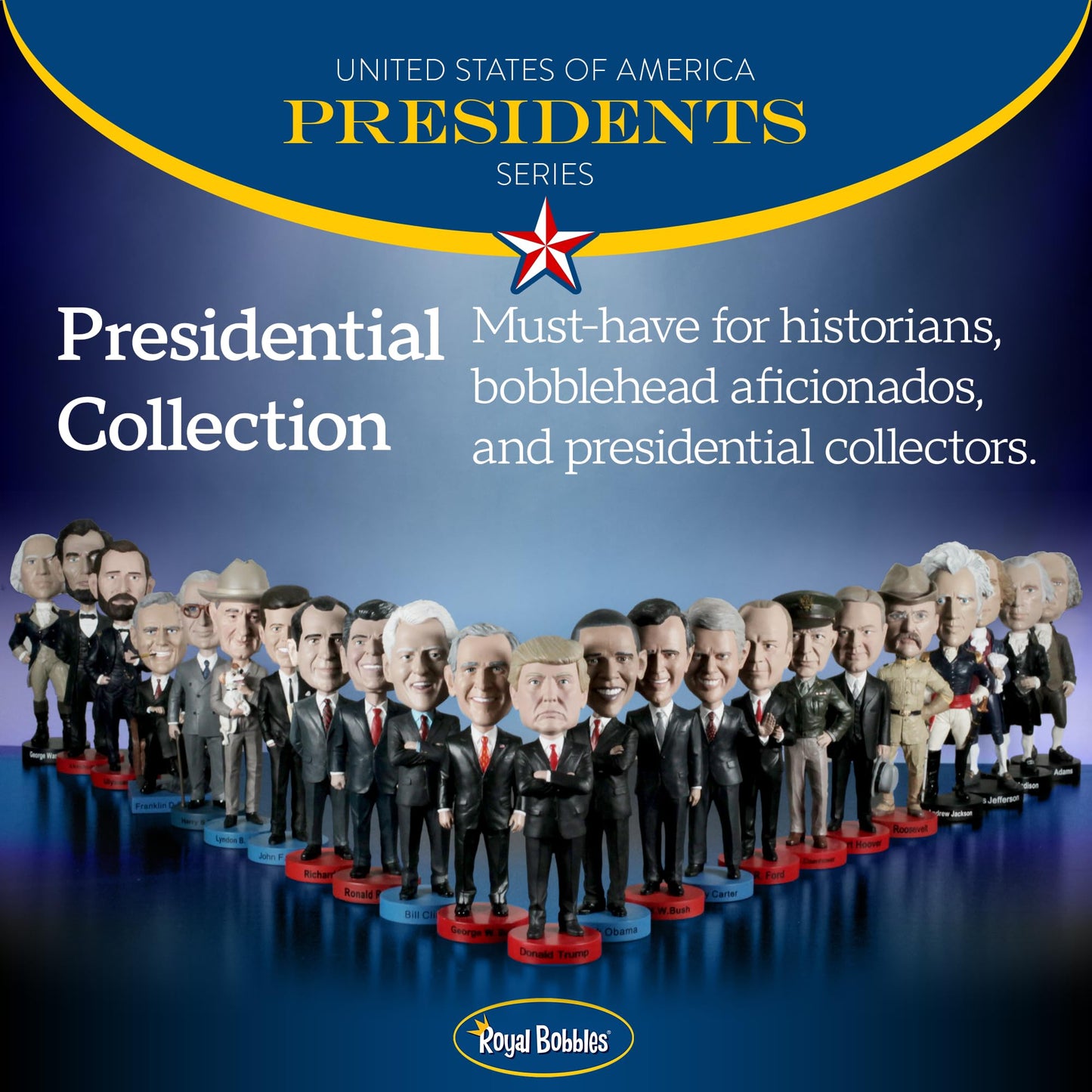 Royal Bobbles Donald Trump, 45th President of the United States - 8 Inches Tall - Collectible Bobblehead Statue