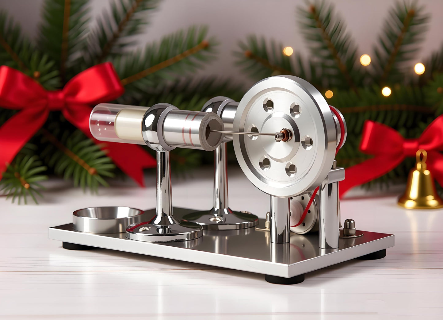 Sunnytech Hot Air Stirling Engine Motor Model Educational Toy Electricity Generator Colorful LED (SC001)