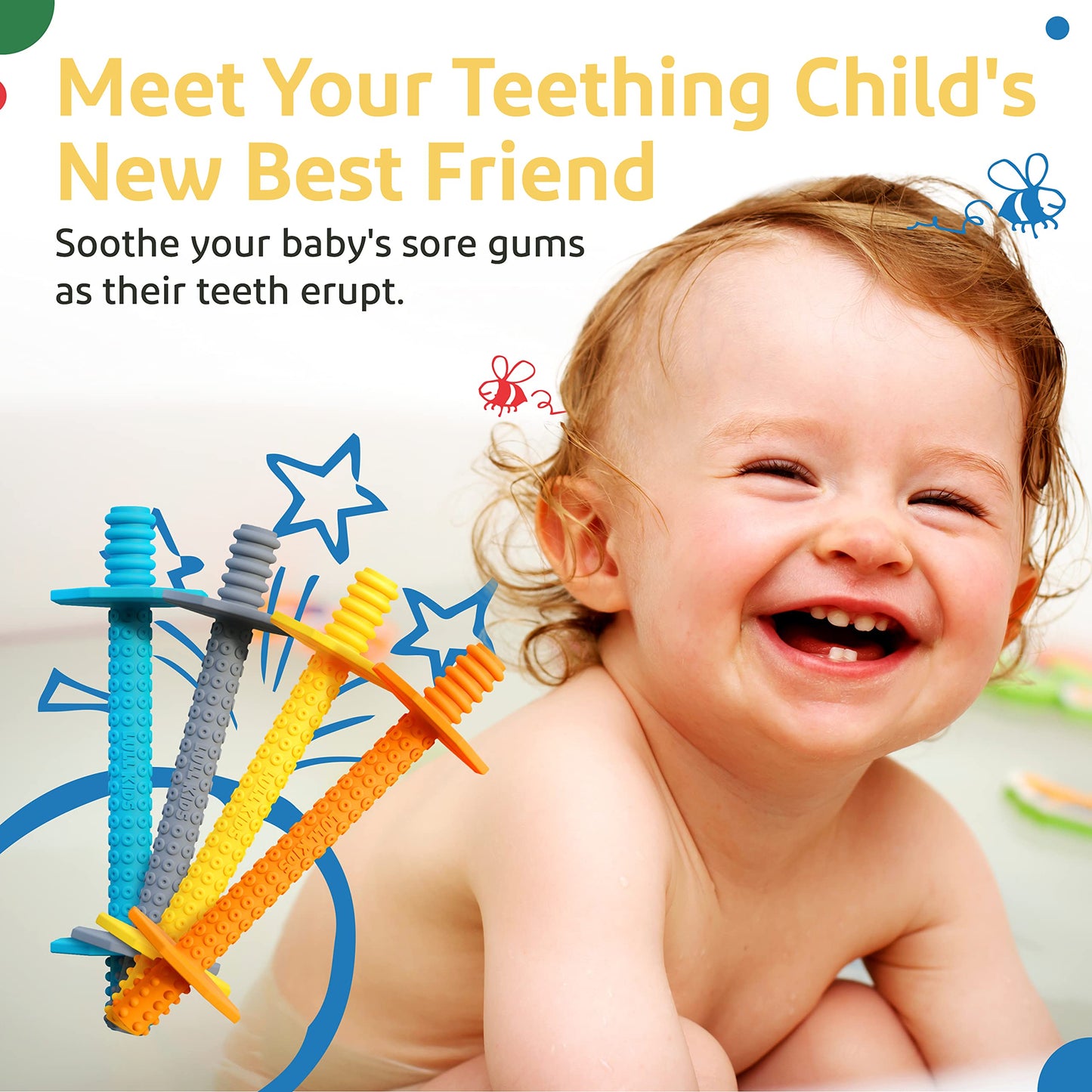 Lull Kids Silicone Baby Teether (4 Pack Winter) - OT-Developed Freezer-Safe
