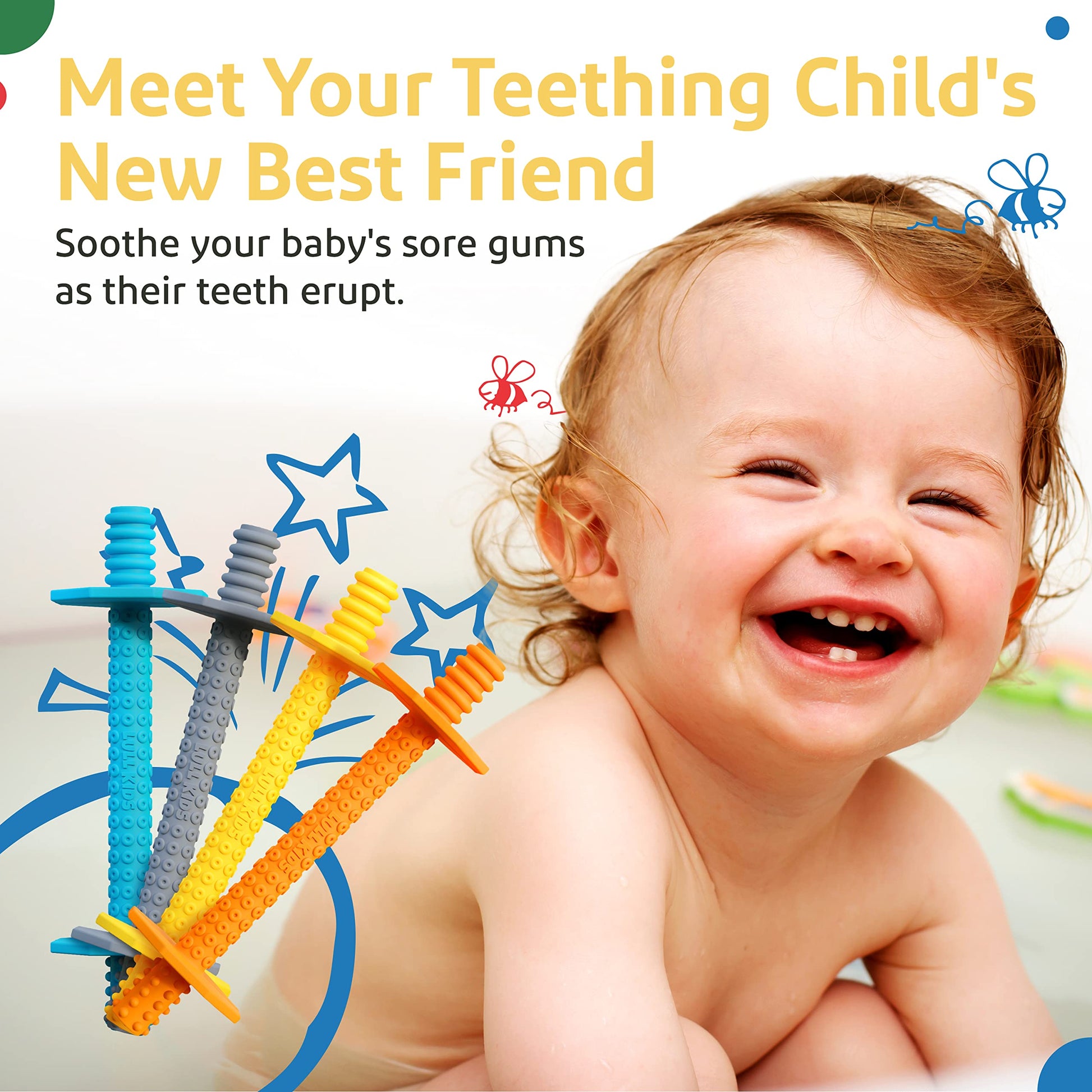 Lull Kids Silicone Baby Teether (4 Pack Winter) - OT-Developed Freezer-Safe