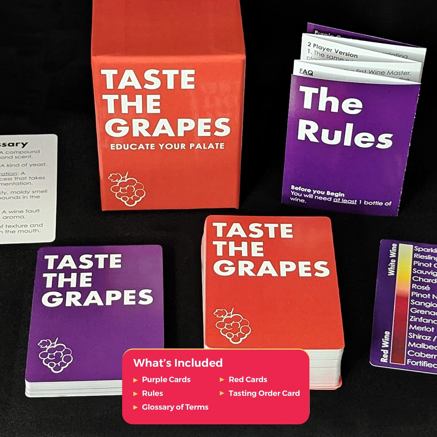 Taste The Grapes - Tasting Card Games. A Fun Gift for Friends and Vino Lovers to Play. Corporate Present, Mother's Day and WSET Education Study