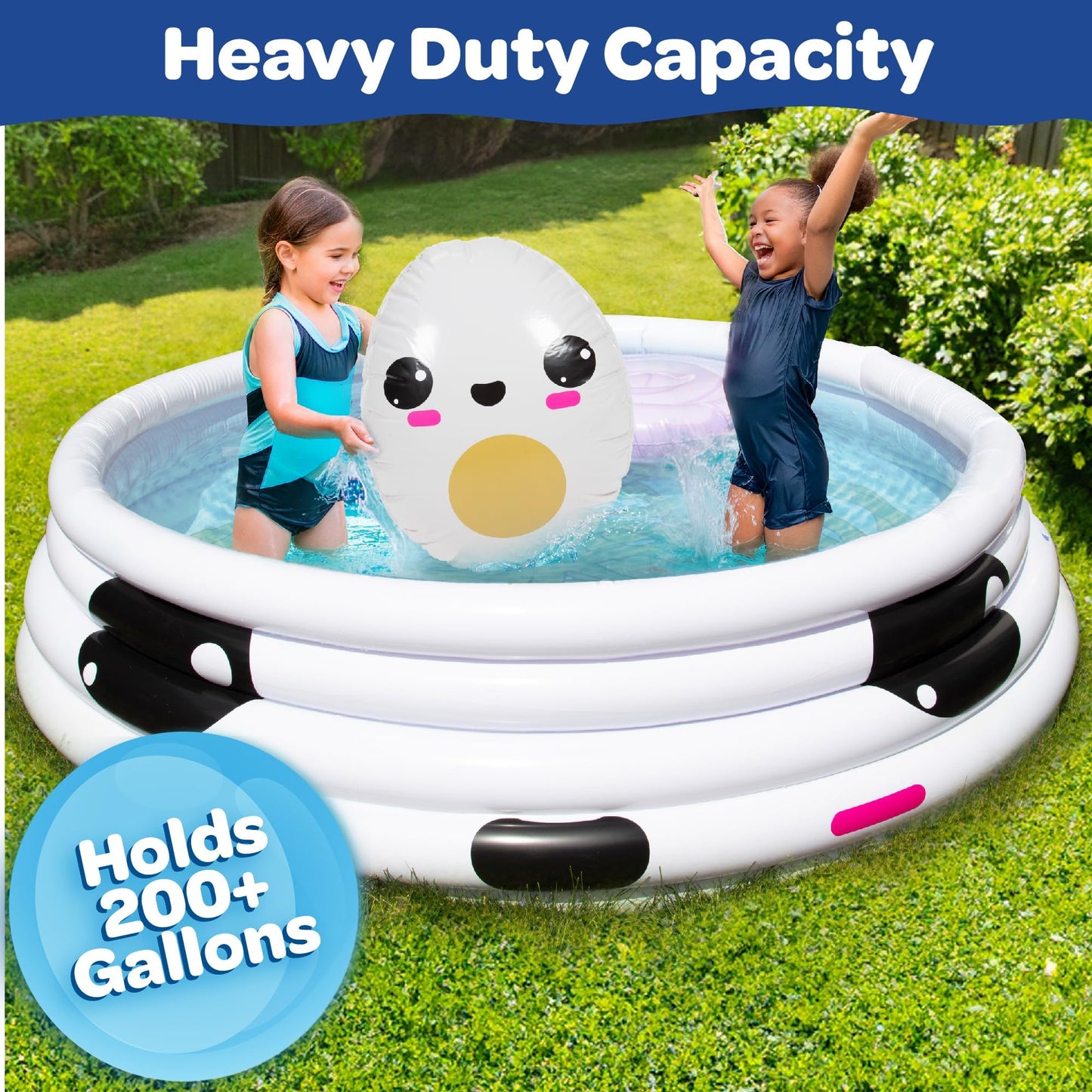 Large 5.5FT Inflatable Kawaii Kiddie Pool- Giant Backyard Swimming Pool