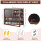 MOCAS Challenge Coin Display Case, Lockable Military Coin Holder Cabinet with Removable Star Board & HD Tempered Glass Door, Solid Wood Wall Mount