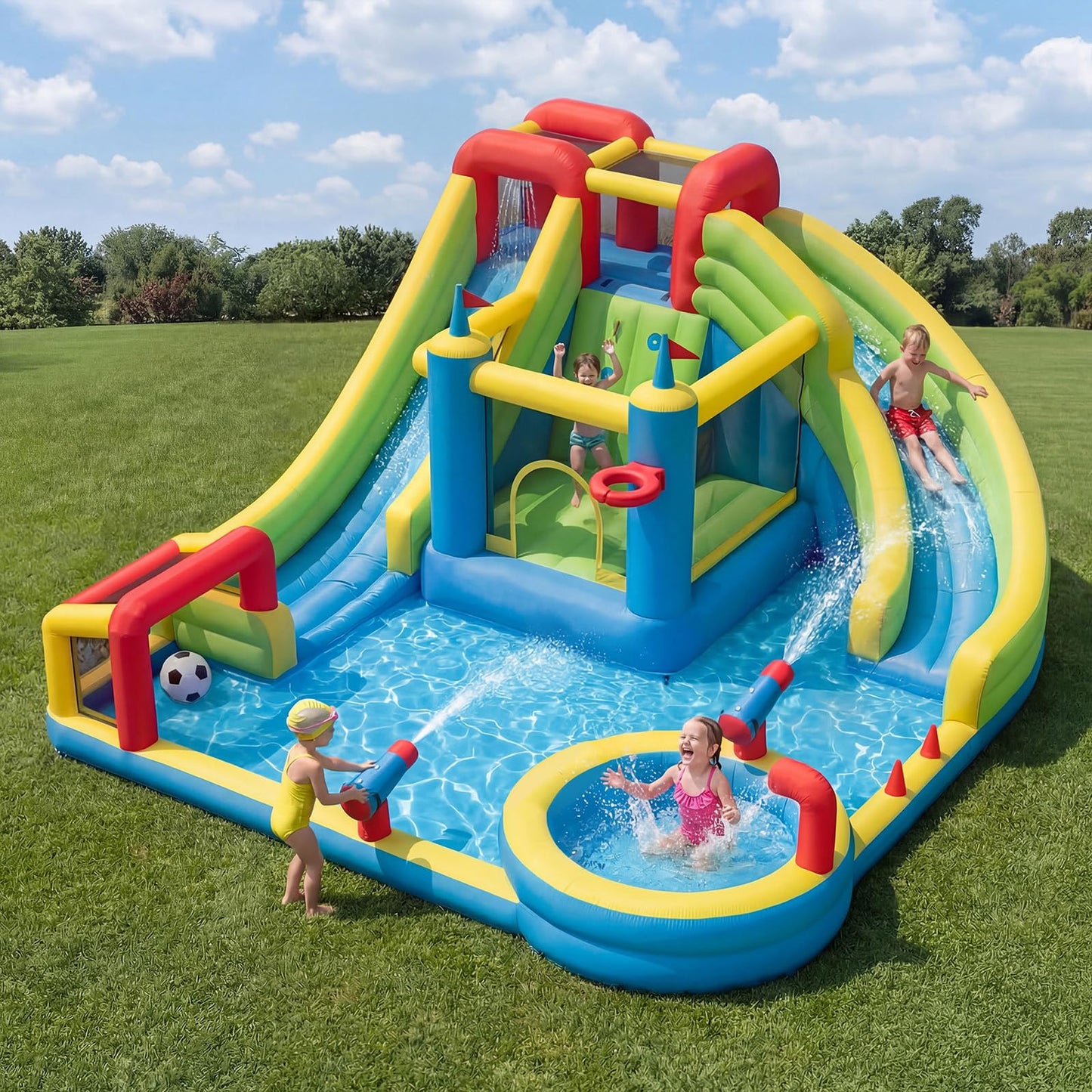 SunSwell Inflatable Water Slide for Kids Backyard with 750W Blower