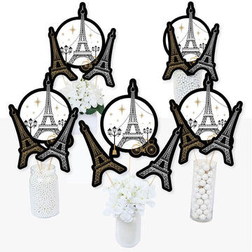Big Dot of Happiness Stars Over Paris - Parisian Themed Party Centerpiece Sticks - Table Toppers - Set of 15