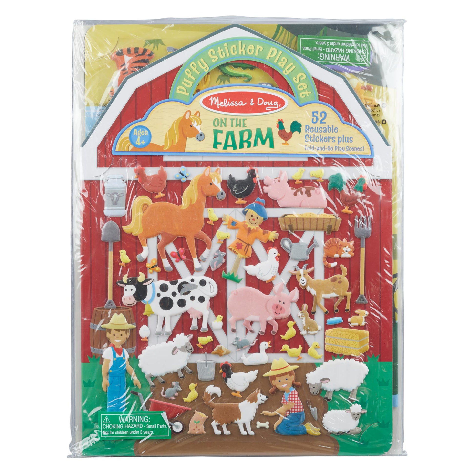 Melissa & Doug Puffy Sticker Activity Books Set - Farm, Safari, and Chipmunk Reusable Stickers, Restickable Puffy Sticker Books for Kids Ages 4+ - FSC