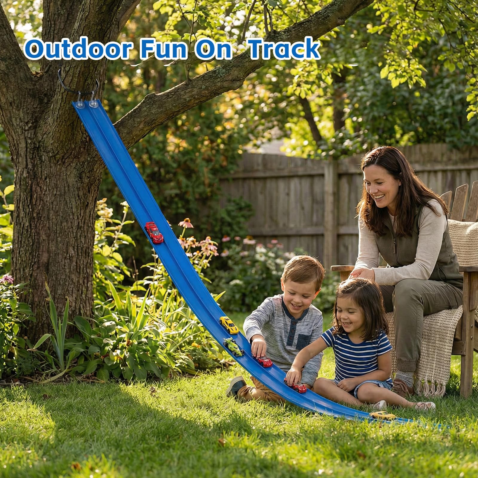 16.5 Ft Flexible Race Track for Kids, Race Car Ramp Track with Suction Cups
