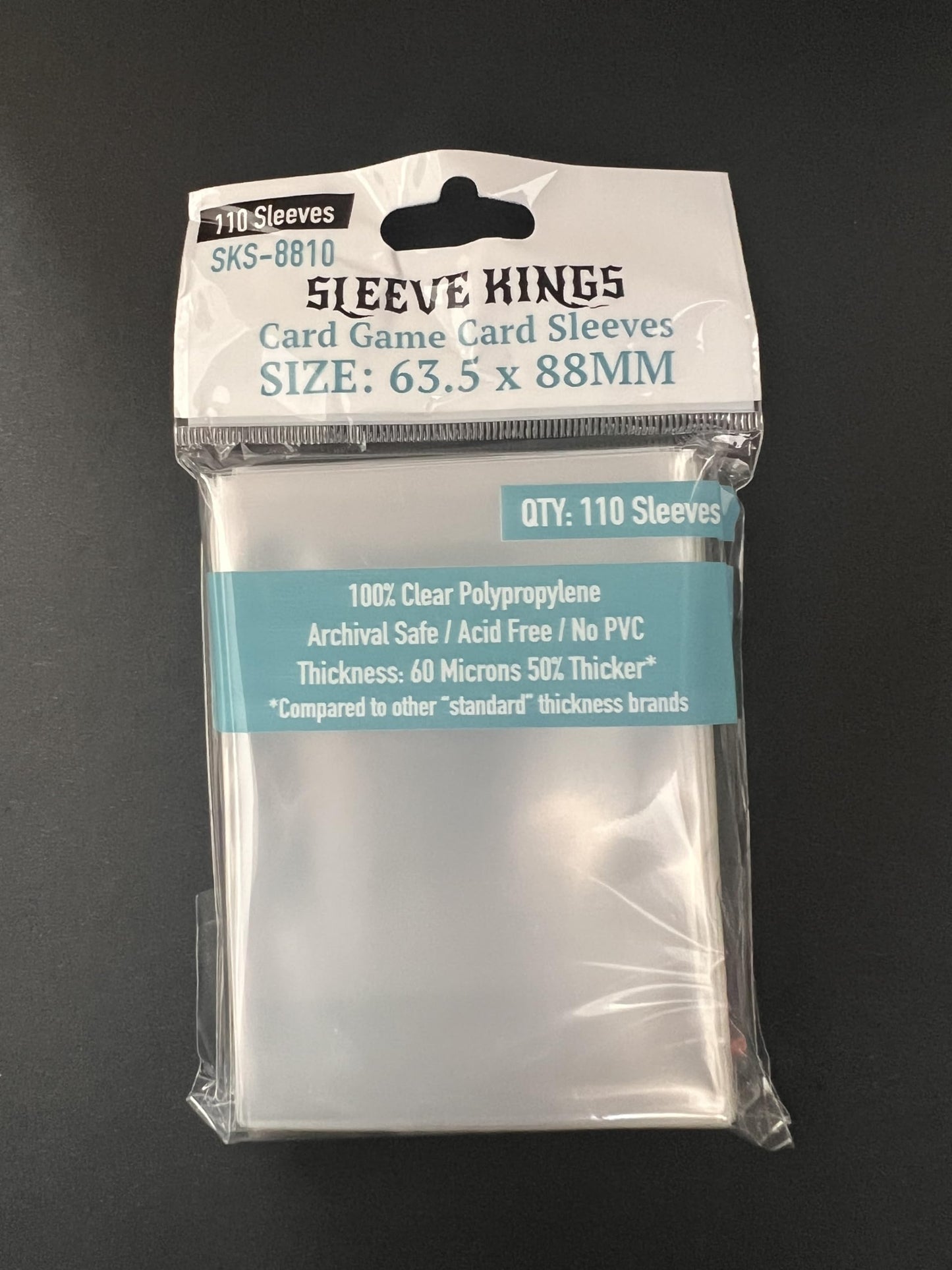 Sleeve Kings Card Sleeves 63.5x88mm Standard Size - Clear Polypropylene, 60 Micron, 440 Standard Board Game Card Sleeves Board - SKS-8810X4