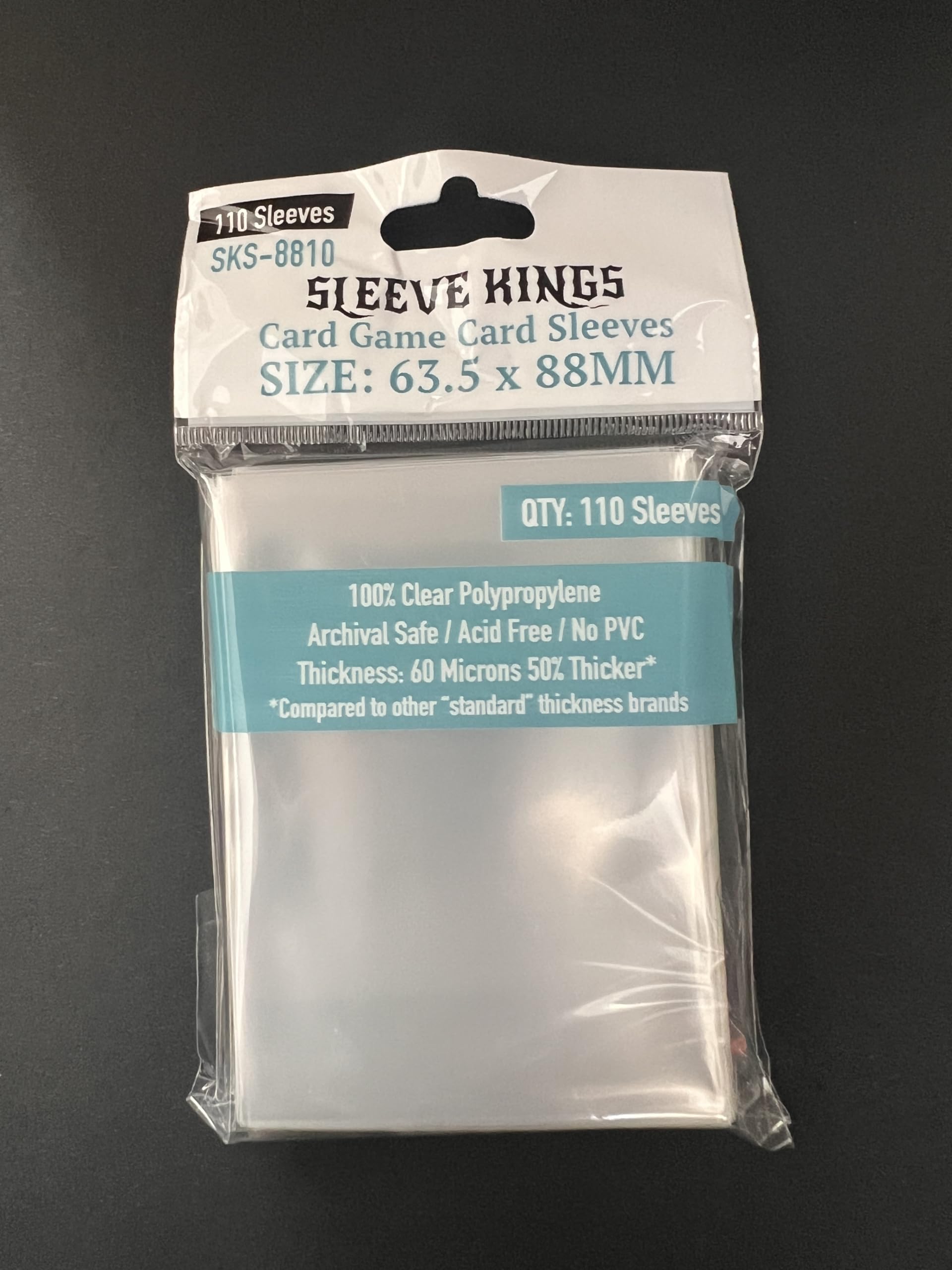 Sleeve Kings Card Sleeves 63.5x88mm Standard Size - Clear Polypropylene, 60 Micron, 440 Standard Board Game Card Sleeves Board - SKS-8810X4