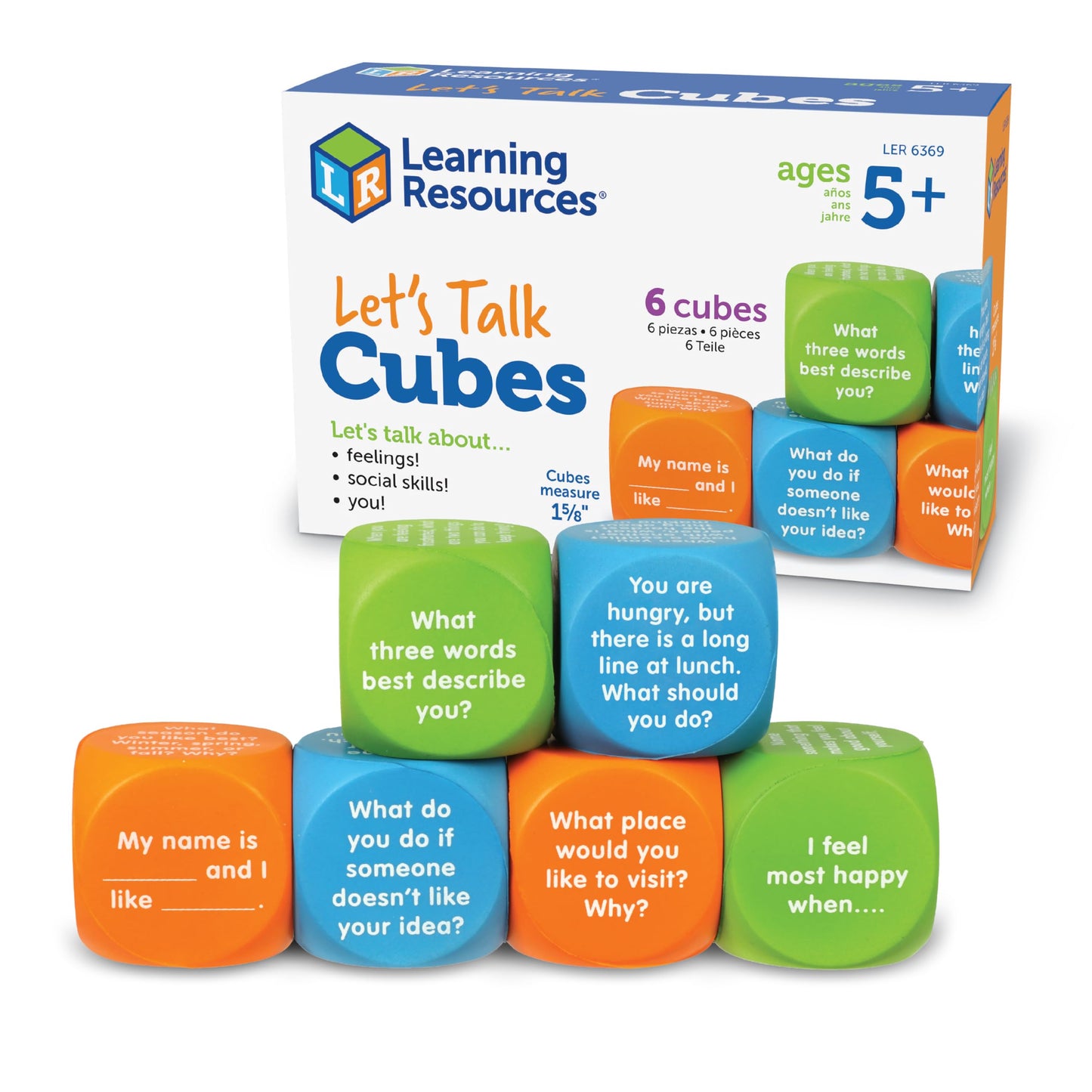 Learning Resources Let's Talk Cubes - Social Emotional Activities, Speech Therapy Materials, Ice Breaker, Occupational Sensory Gifts For Boys
