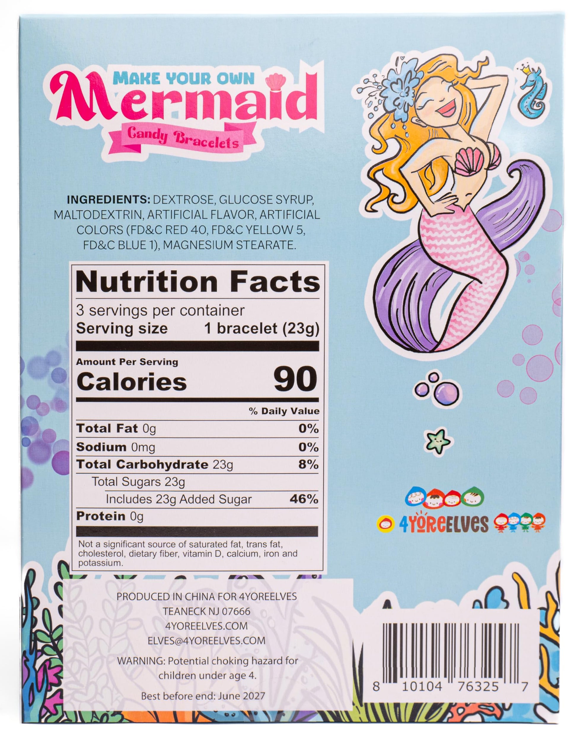 4YoreElves Mermaid Candy Bracelet Kit, Make Your Own Edible Jewelry - Single Individually Wrapped Kit, DIY Mermaid Party Favor & Birthday Gift