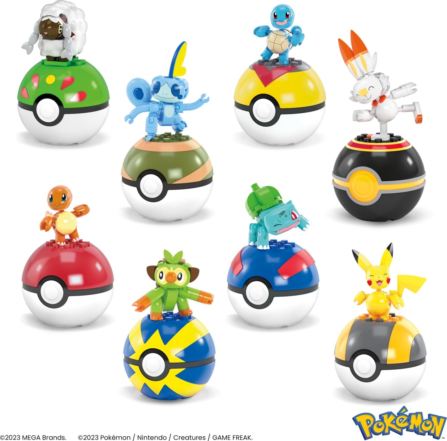 MEGA Pokémon Action Figure Building Toys, Beginner Trainer Team with 191 Pieces, 8 Characters Including Pikachu Charmander Squirtle, for Kids, HTJ75