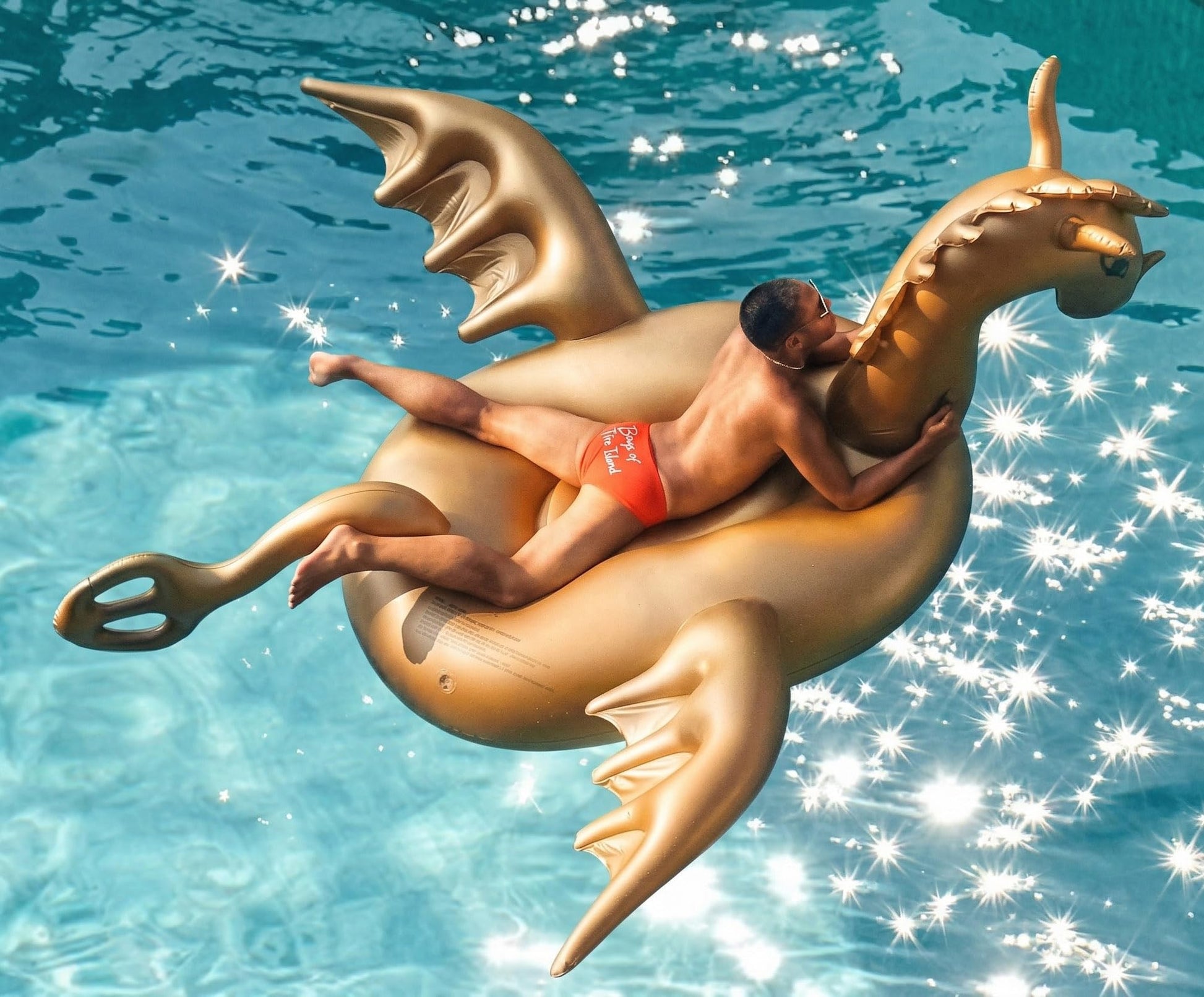 Giant Inflatable 103" Golden Dragon Pool Float - Luxy Float