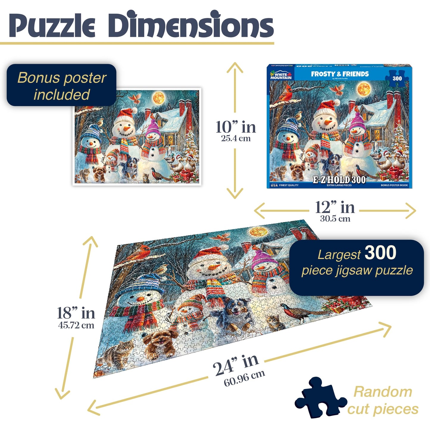 White Mountain 300 Piece Jigsaw Puzzle Winter Christmas, Frosty & Friends