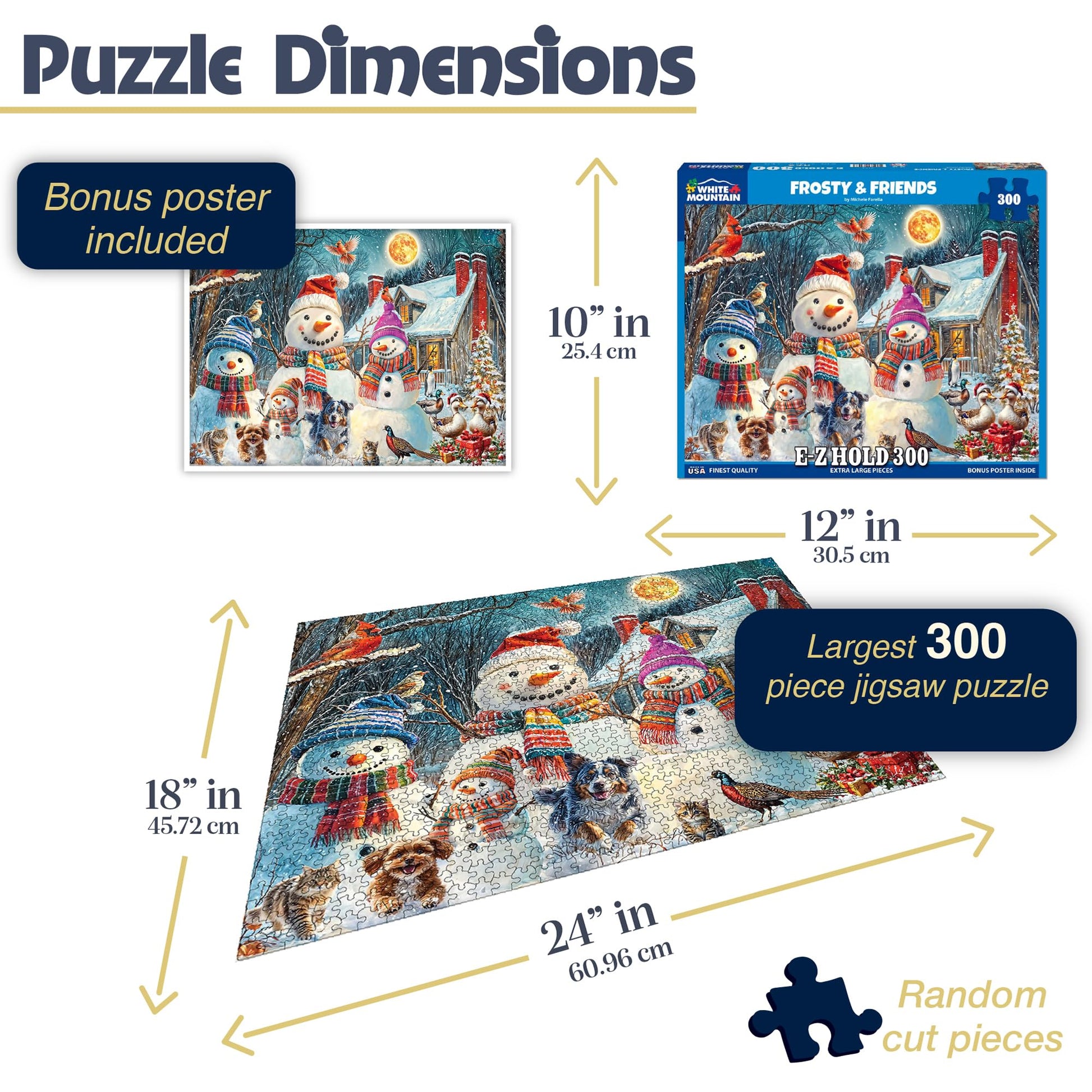 White Mountain 300 Piece Jigsaw Puzzle Winter Christmas, Frosty & Friends