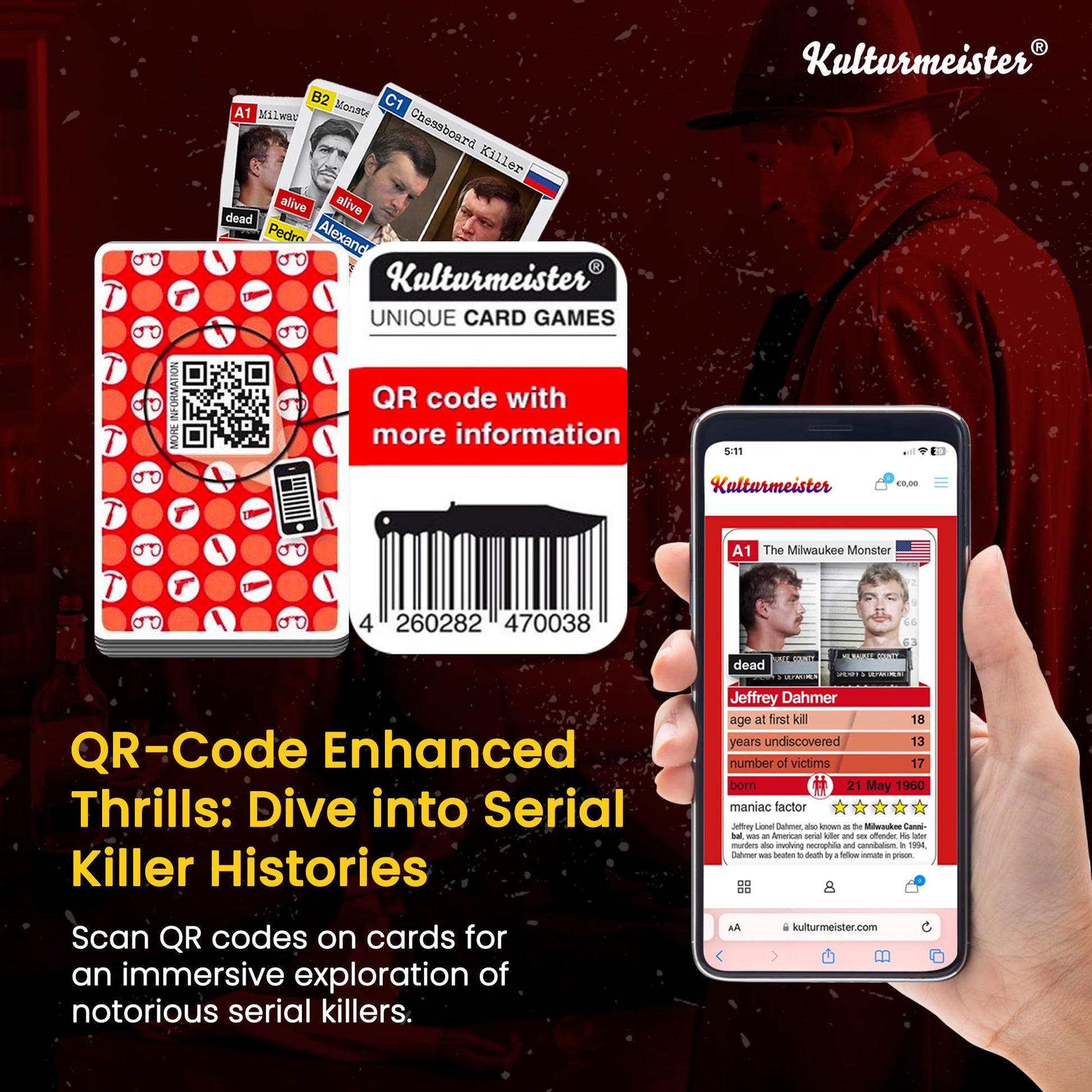 Kulturmeister - Notorious Serial Killers Trump Card Game: Mystery Investigation - Dive into Detective Games with a Serial Killer Theme