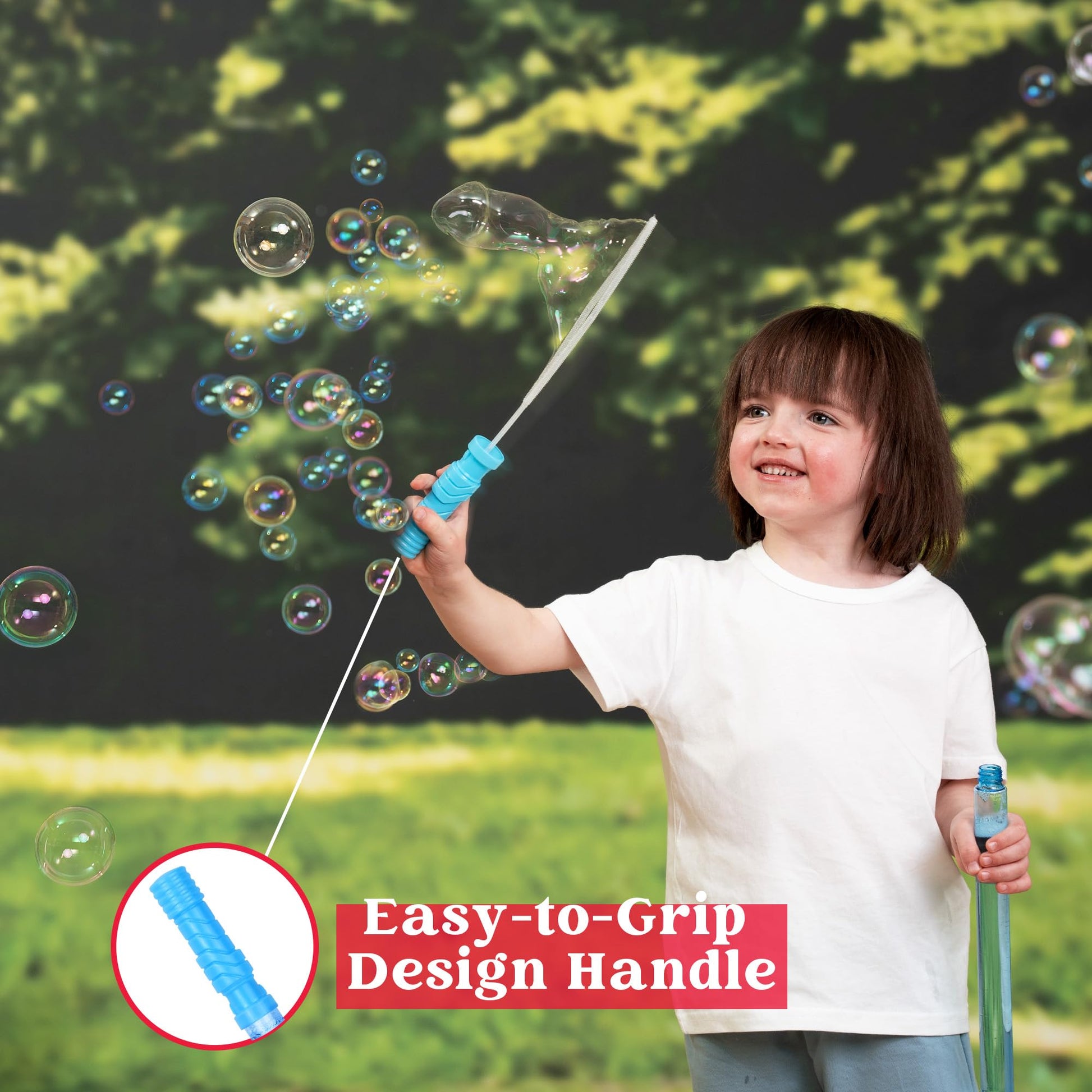 JOYIN 14.6’’ Big Bubble Wands for Kids, 6 PCS Bubble Wand with Refill Solution for Summer Toy Party Favor, Outdoors Toy Activity, Easter Basket
