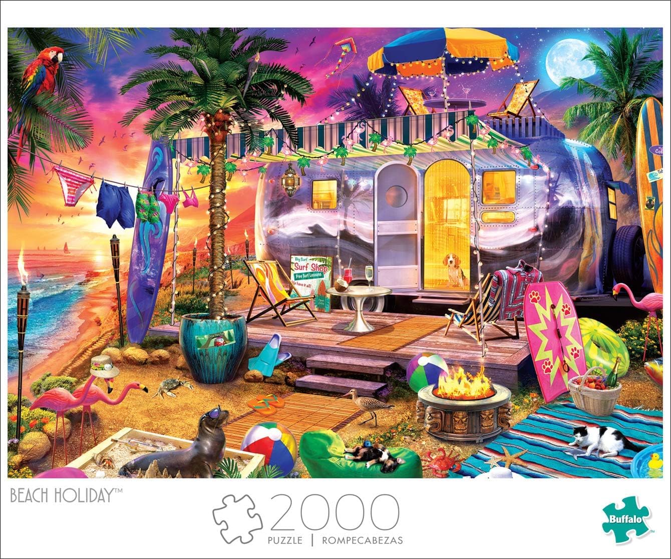 Buffalo Games - Jeff Haynie - Beach Holiday - 2000 Piece Jigsaw Puzzle for Adults Challenging Puzzle Perfect for Game Nights - Finished Size is 38.50